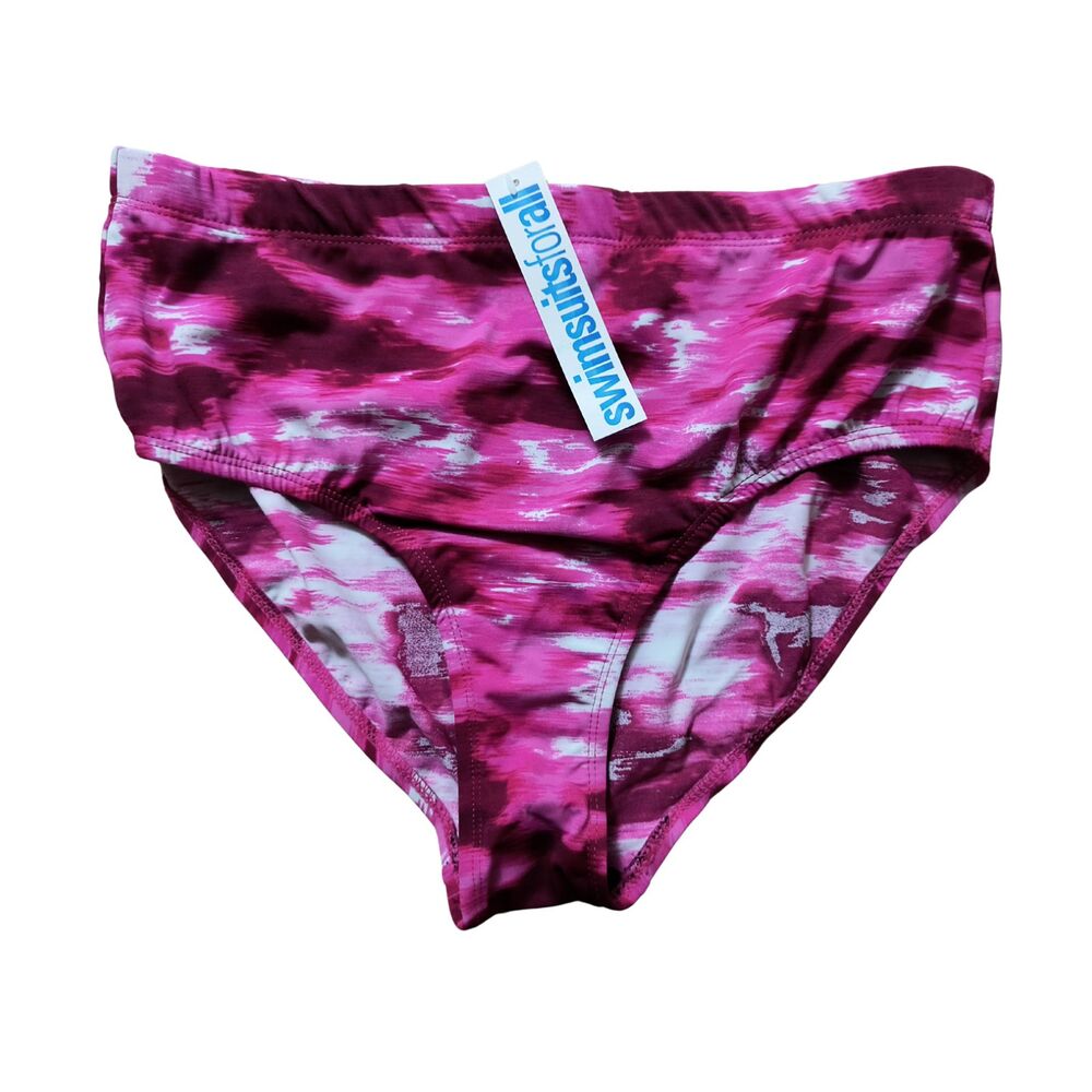 Swimsuits For All Shore Club Classic Swim Bottom 14 Pink Ikat Multi Abstract NWT